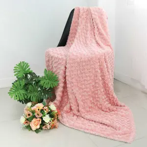 Baby Polyester Cashmere Blanket with Twist Brush, Sweet Rose