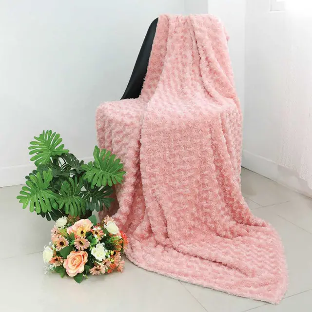 Baby Polyester Cashmere Blanket with Twist Brush, Sweet Rose