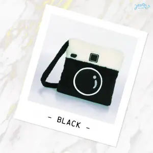 Black Camera Travel Cushion Blanket