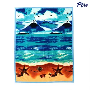 Blue Breezy Beach Soft Warm Print Mink Blanket