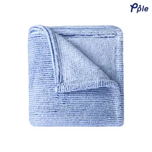 Blue Stripe Frosted Plush Throw