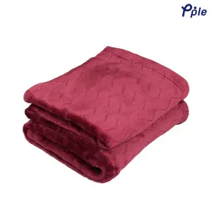 Burn Red Serrated Pattern Jacquard Flannel Throw