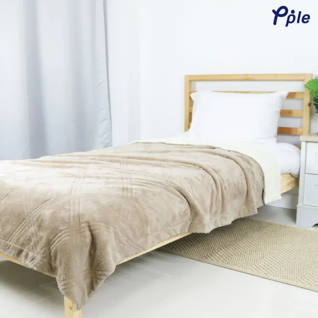 Camel Cosy Sheared Plush Reversible Blanket