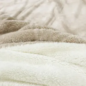 Camel Cosy Sheared Plush Reversible Blanket