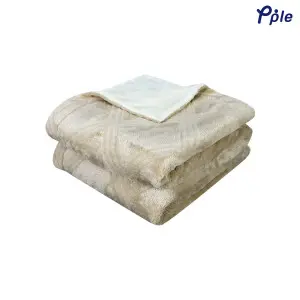 Camel Cosy Sheared Plush Reversible Blanket