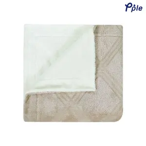 Camel Cosy Sheared Plush Reversible Blanket