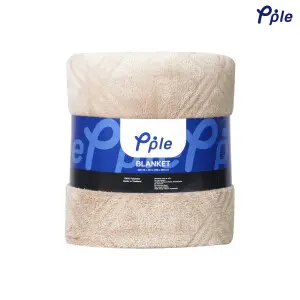 Camel Cosy Sheared Plush Reversible Blanket