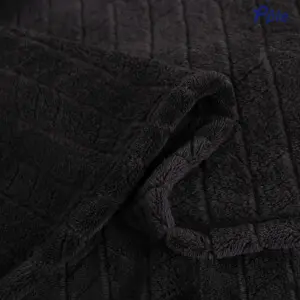 Charcoal Chevron Pattern Jacquard Flannel Blanket