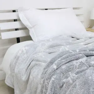 Christmas Polyester Frosted Fluffy Blanket, Snow Flakes Pattern