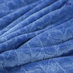 Cobalt Blue Chevron Pattern Jacquard Flannel Blanket