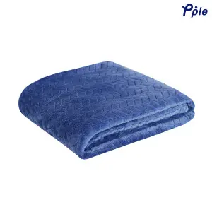 Cobalt Blue Chevron Pattern Jacquard Flannel Throw