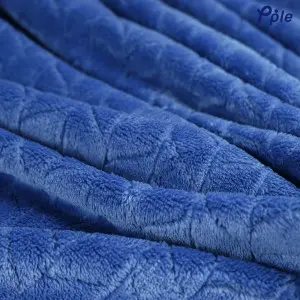 Cobalt Blue Chevron Pattern Jacquard Flannel Throw