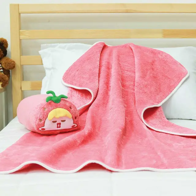 EPICO's Error Chick Plush Polyester Bolster Blanket with Character Face 3D Embroidery, Pink
