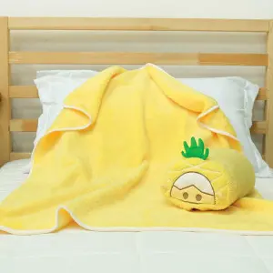 EPICO's Error Chick Plush Polyester Bolster Blanket with Character Face 3D Embroidery, Yellow