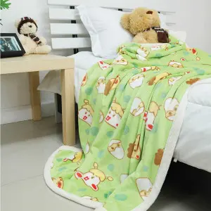 EPICO's Error Chick Printed Baby Blanket with 1-inch foldover, Green