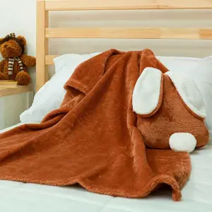 EPICO's Temote Gang Character Plush Polyester Blanket in Bunny Shape Plush Polyester Drawstring Backpack / Sack Backpack / String Pack, Brown