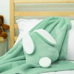 EPICO's Temote Gang Character Plush Polyester Blanket in Bunny Shape Plush Polyester Drawstring Backpack / Sack Backpack / String Pack, Green