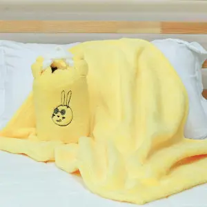 EPICO's Temote Gang Character Plush Polyester Blanket with Plush Cylinder Cover, Yellow