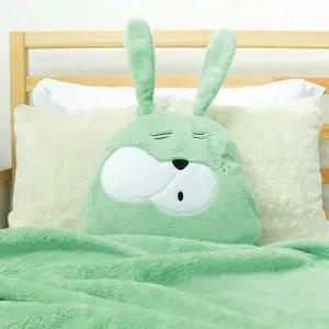 EPICO's Temote Gang Character Polyester Plush Doll Pillow Blanket, Jeff the Rabbit Face