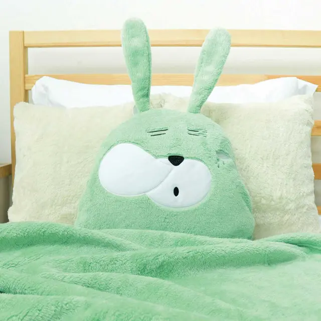 EPICO's Temote Gang Character Polyester Plush Doll Pillow Blanket, Jeff the Rabbit Face