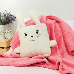 EPICO's Temote Gang Character White Plush Polyester Doll Blanket, Witty the Rabbit