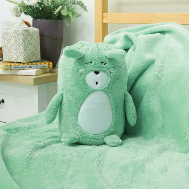 EPICO's Temote Gang Plush Polester Blanket with Plush Cute Character Drawstring Bag, Green