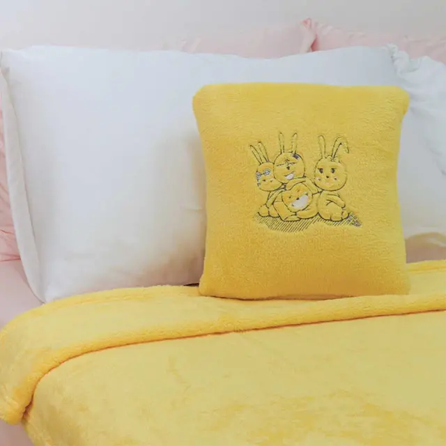 EPICO's Temote Gang Plush Polyester Pillow Blanket, Yellow