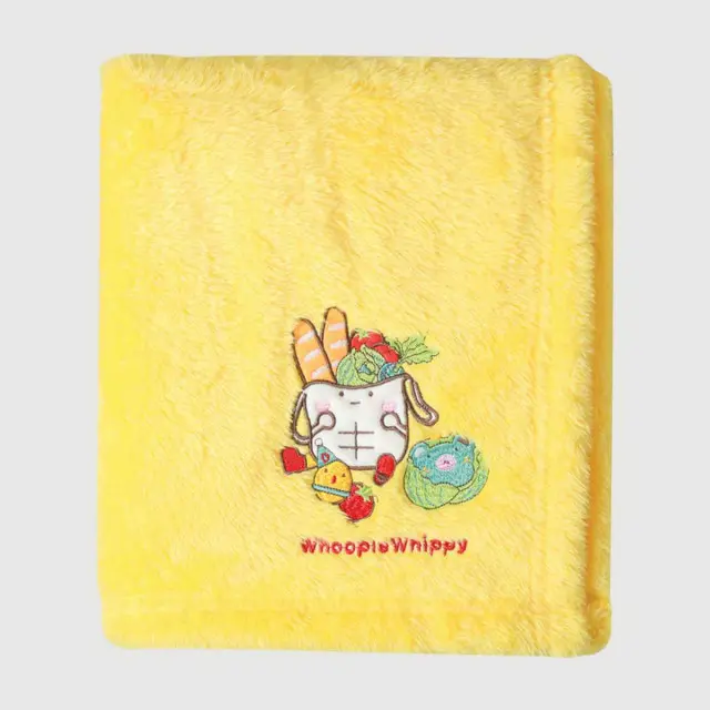 EPICO's Whooppie Whippy Plush Polyester Blanket with Character Embroidery and Foldover Edge, Yellow