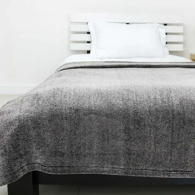 Fluffy Faux Fur Blanket, Grey