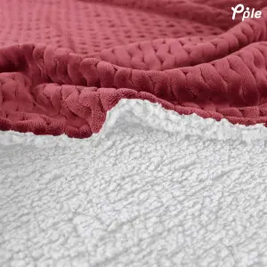 Garnet Cream Zigzag Pattern Fine Coral Reversible Blanket