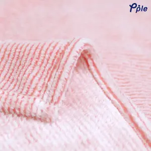 Gentle Bear Embroidering Stripe Plush Baby Blanket
