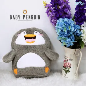 Gray Penguin Cushion Blanket