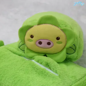 Green Pig Bolster Cushion Blanket
