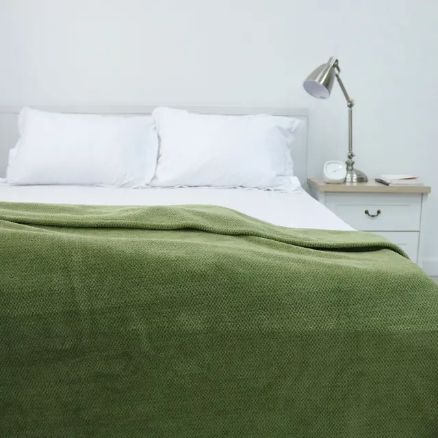 Green Soft Popcorn Flannel Blanket