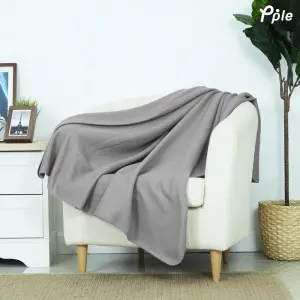 Grey 1F Multicolor Polar Fleece Throw