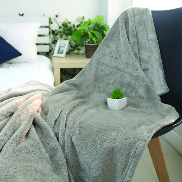 Grey Coral Fleece Solid Blanket