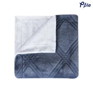 Grey Cosy Sheared Plush Reversible Blanket