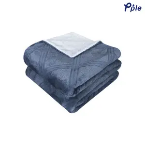 Grey Cosy Sheared Plush Reversible Blanket