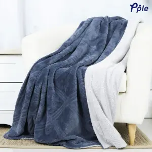 Grey Cosy Sheared Plush Reversible Throw