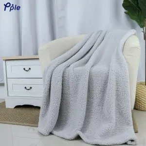 Grey Soft Lightweight Sherpa Throw