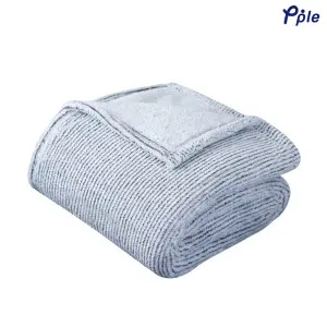 Grey Stripe Frosted Plush Blanket