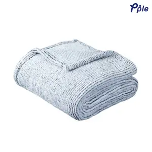 Grey Stripe Frosted Plush Throw