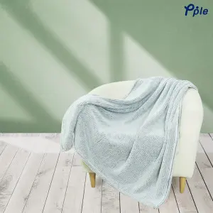 Grey Stripe Frosted Plush Throw