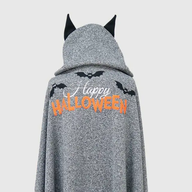 Halloween Bat Embroidered Hooded Blanket