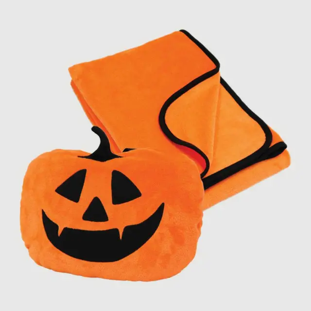 Halloween Pumpkin Embroidered Pillow Blanket