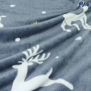 Happy Reindeer Printed Fine Coral Blanket