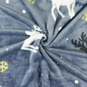 Happy Reindeer Printed Fine Coral Throw