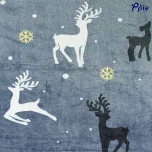 Happy Reindeer Printed Fine Coral Throw