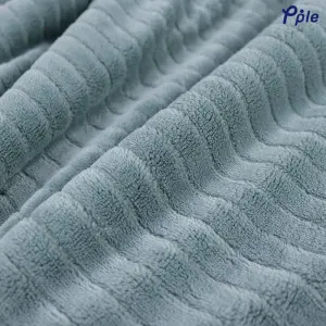 Jade Cream Stripe Pattern Fine Coral Reversible Blanket