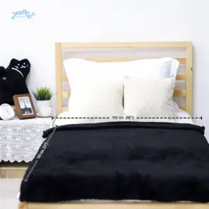 Japanese black cat minimal cushion blanket